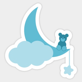 Teddy Bear on the moon - Blue version Sticker